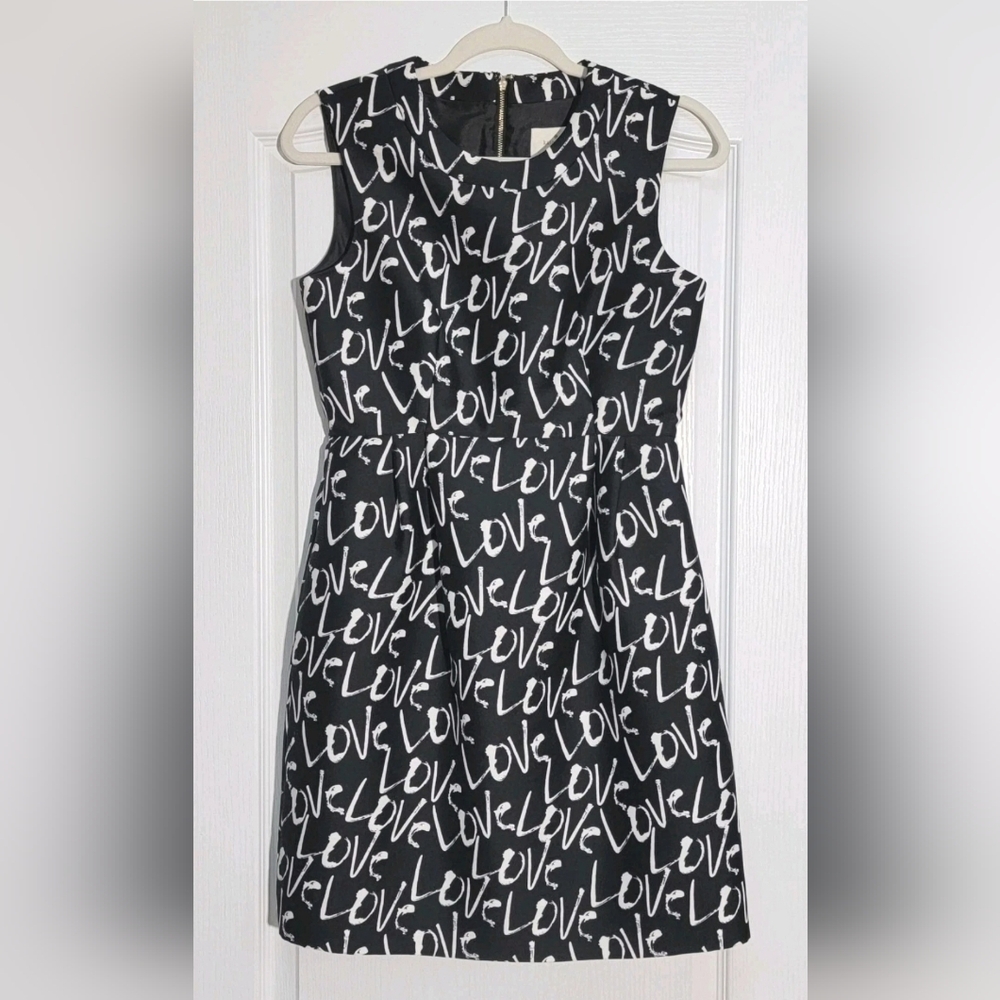 Kate Spade Dress Women's 4 Mindy Graffiti Love Black White Sleeveless Party - Picture 2 of 9